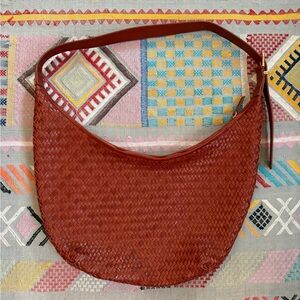 Madewell Woven Leather Hobo Bag - Rust